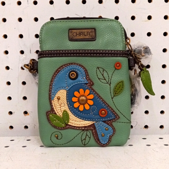 Chala Bags Chala Handbags Blue Bird Cellphone Xbody Bag Pouch Purse Peta Approved Vegan Nwt